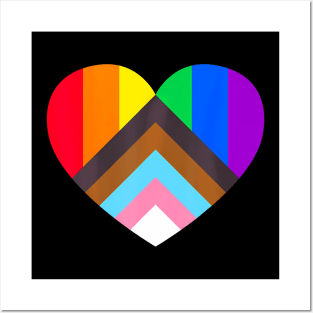 Progress Pride Heart LGBTQ  Gay Lesbian Trans Posters and Art